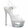 Pleaser ECLIPSE-608GT - Clr/Slv Multi Glitter-Clr