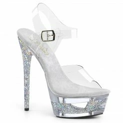 Pleaser ECLIPSE-608GT - Clr/Slv Multi Glitter-Clr