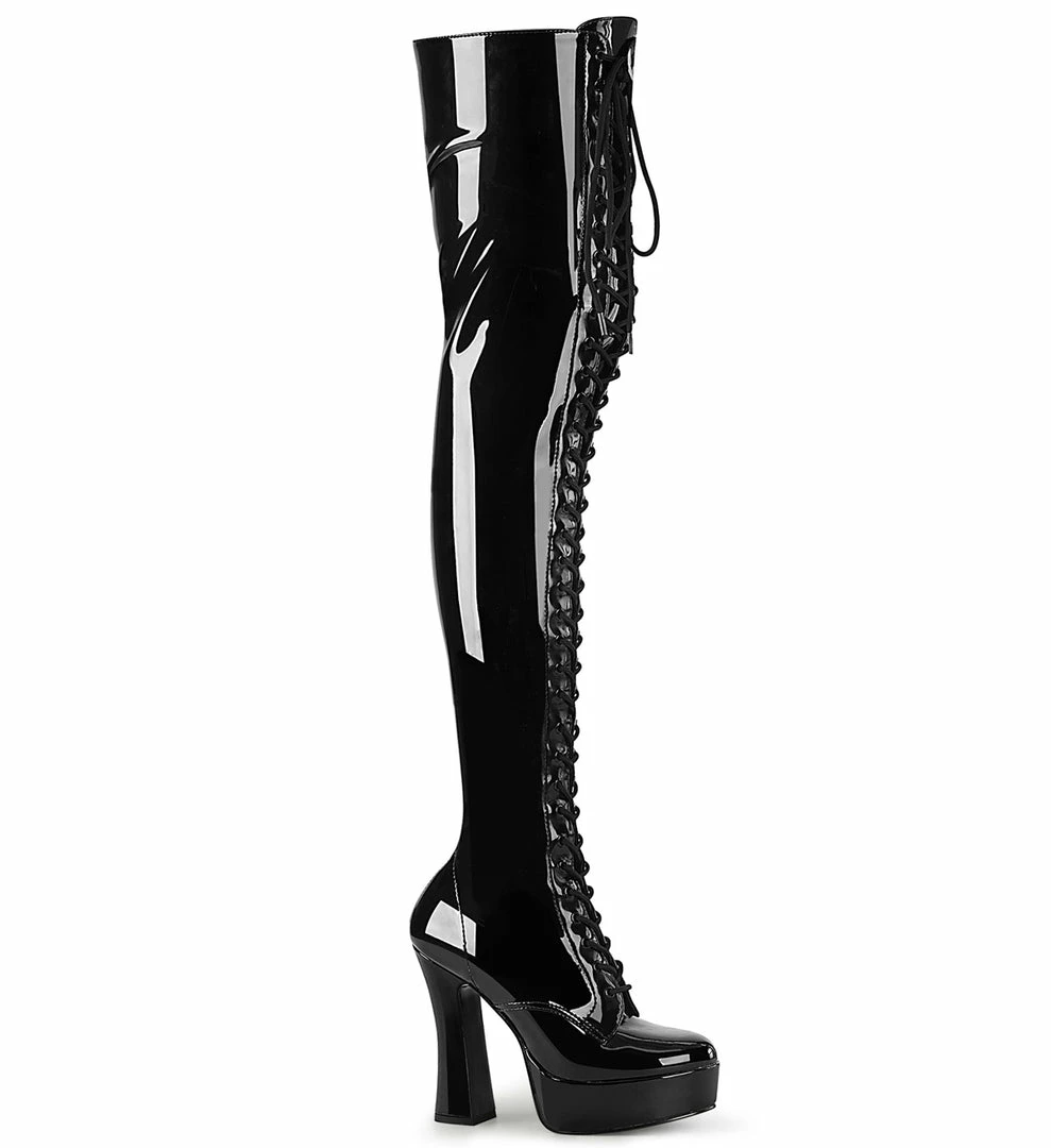 Pleaser Exotic Dancing ELECTRA-3023 - Blk Str. Pat/Blk 3 Pleaser Exotic Dancing ELECTRA-3023 - Blk Str. Pat/Blk