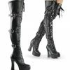 Pleaser ELECTRA-3028 - Blk Str Faux Leather Exotic Dancing