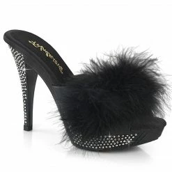 Fabulicious Party & Prom ELEGANT-401F - Blk Marabou-Faux Leather/Blk