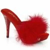 Fabulicious Party & Prom ELEGANT-401F - Red Marabou-Faux Leather/Red
