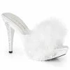Fabulicious ELEGANT-401F - Wht Marabou-Faux Leather/Wht