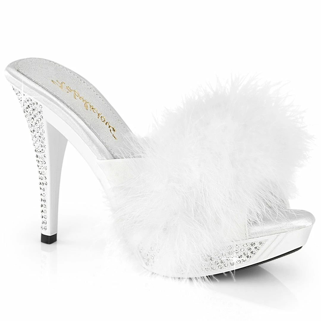 Fabulicious ELEGANT-401F - Wht Marabou-Faux Leather/Wht 3 Fabulicious ELEGANT-401F - Wht Marabou-Faux Leather/Wht