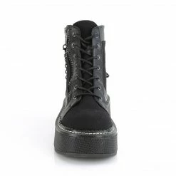 Demonia EMILY-114 - Blk Canvas-Vegan Leather Punk & Goth
