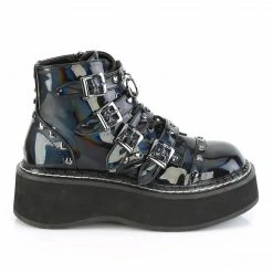 Demonia EMILY-315 - Blk Hologram Vegan Leather Punk & Goth