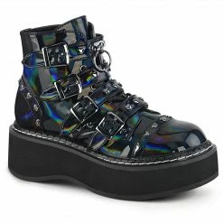 Demonia EMILY-315 - Blk Hologram Vegan Leather Punk & Goth