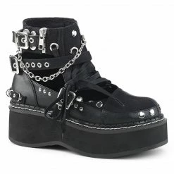 Demonia Punk & Goth EMILY-317 - Blk Canvas-Vegan Leather