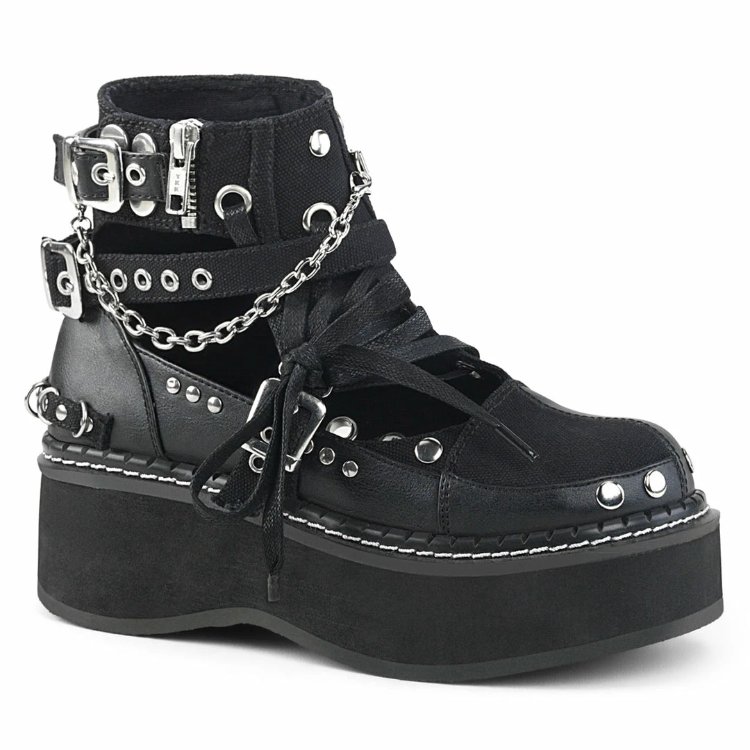 Demonia Punk & Goth EMILY-317 - Blk Canvas-Vegan Leather 3 Demonia Punk & Goth EMILY-317 - Blk Canvas-Vegan Leather