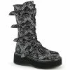 Demonia EMILY-322 - Blk-Silver Faux Nubuck Leather Punk & Goth