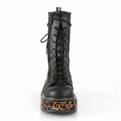 Demonia Punk & Goth EMILY-350 - Blk-Leopard Print Vegan Leather