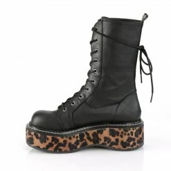 Demonia Punk & Goth EMILY-350 - Blk-Leopard Print Vegan Leather