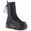 Demonia Punk & Goth EMILY-350 - Blk-Leopard Print Vegan Leather