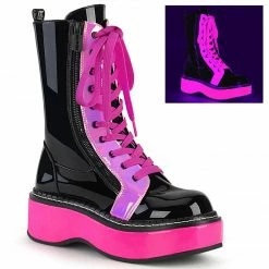 Demonia EMILY-350 - Blk Pat-UV Neon Pink