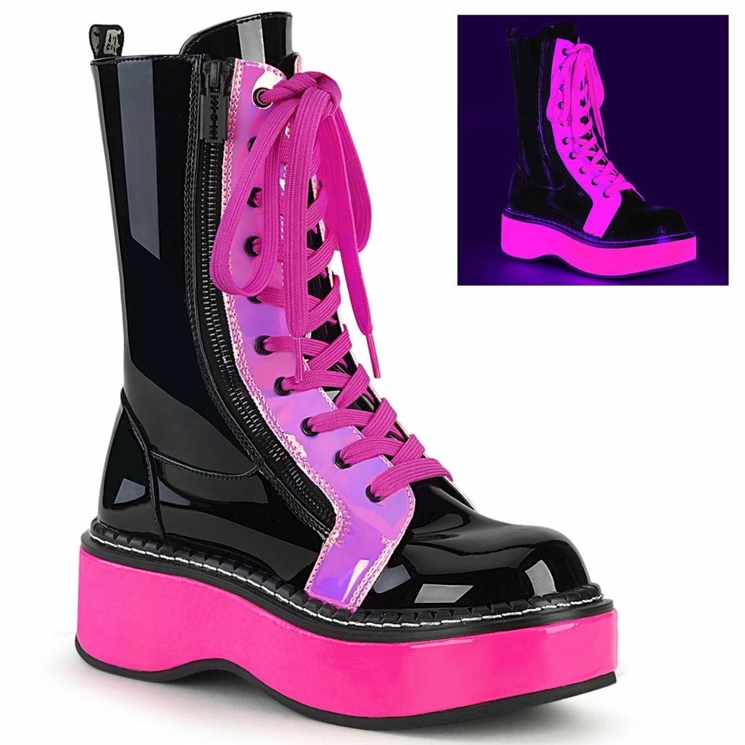 Demonia EMILY-350 - Blk Pat-UV Neon Pink 3 Demonia EMILY-350 - Blk Pat-UV Neon Pink