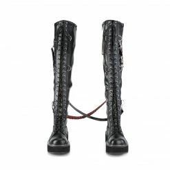 Demonia Punk & Goth EMILY-377 - Blk Str Vegan Leather
