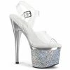 Pleaser ESTEEM-708CHLG - Clr/Slv Chrome-Multi Glitter Exotic Dancing