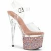 Pleaser ESTEEM-708LG - Clr/Clr-Rose Gold Glitter