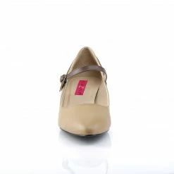 Pleaser Pink Label FAB-425 - Tan-Brown Faux Leather Drag Queen