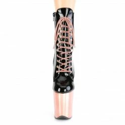 Pleaser FLAMINGO-1020 - Blk Pat/Rose Gold Chrome Exotic Dancing