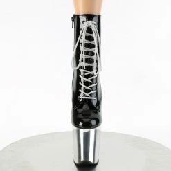Pleaser FLAMINGO-1020 - Blk Pat/Slv Chrome