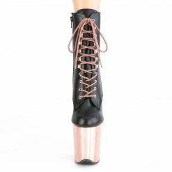 Pleaser FLAMINGO-1020 - Blk Faux Leather/Rose Gold Chrome Exotic Dancing