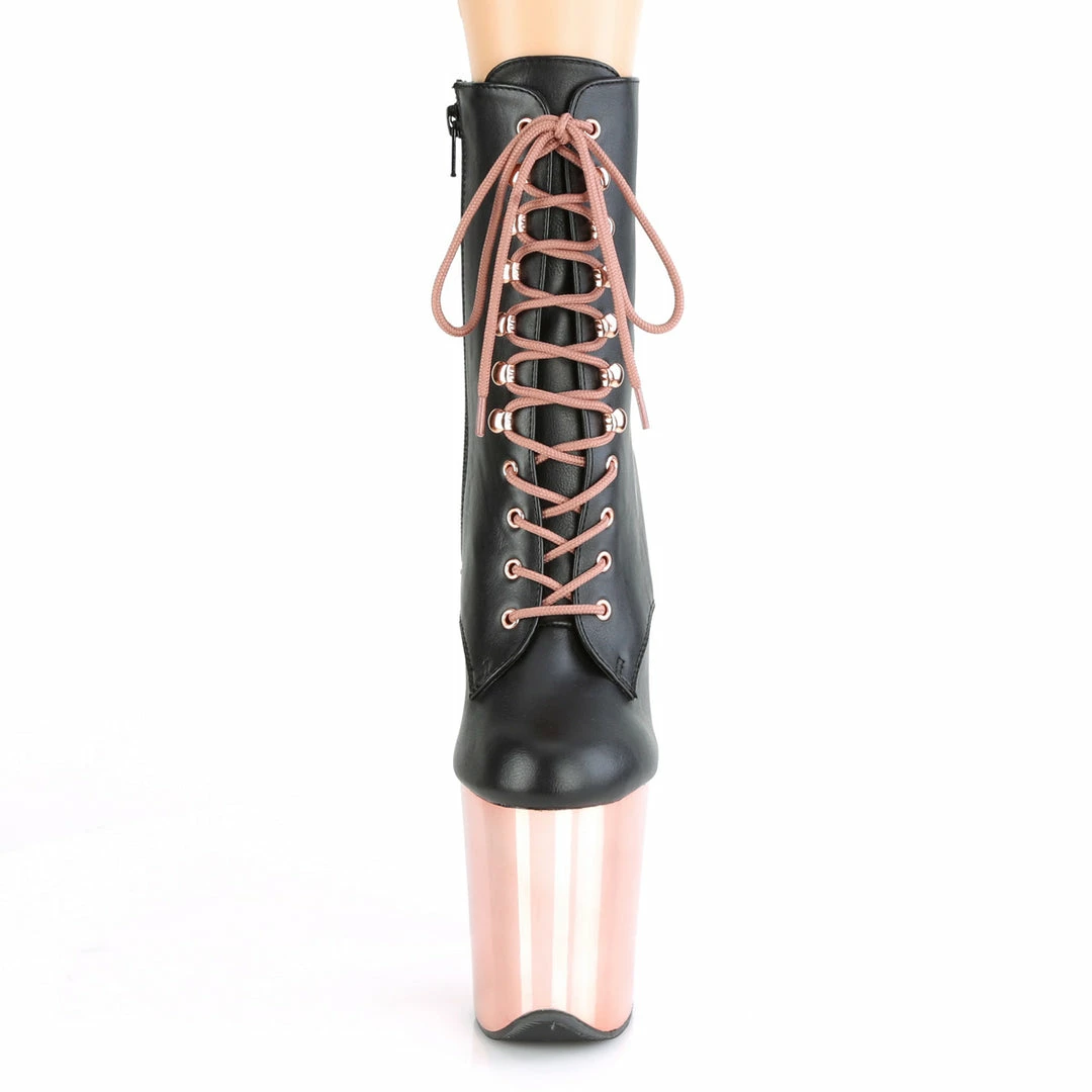 Pleaser FLAMINGO-1020 - Blk Faux Leather/Rose Gold Chrome Exotic Dancing 4 Pleaser FLAMINGO-1020 - Blk Faux Leather/Rose Gold Chrome Exotic Dancing