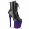 Pleaser FLAMINGO-1020BP - Blk Faux Leather/Blue-Purple Ombre Exotic Dancing