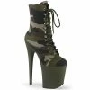 Pleaser FLAMINGO-1020CAMO - Green Camo Fabric/Dark Olive Matte Exotic Dancing