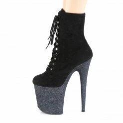 Pleaser FLAMINGO-1020FSMG - Blk Faux Suede/Blk Multi Mini Glitter Exotic Dancing 9 Pleaser FLAMINGO-1020FSMG - Blk Faux Suede/Blk Multi Mini Glitter Exotic Dancing