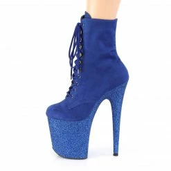 Pleaser FLAMINGO-1020FSMG - Royal Blue FauxSuede/R.Blue Multi Mini Glitr Exotic Dancing