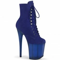 Pleaser FLAMINGO-1020FST - Royal Blue Faux Suede/Frosted Blue