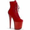 Pleaser Exotic Dancing FLAMINGO-1020FST - Red Faux Suede/Frosted Red 1 Pleaser Exotic Dancing FLAMINGO-1020FST - Red Faux Suede/Frosted Red