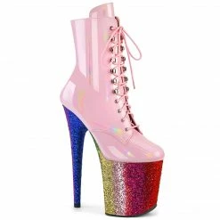 Pleaser Exotic Dancing FLAMINGO-1020HG - B. Pink Holo Pat/Rainbow Glitter