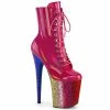 Pleaser Exotic Dancing FLAMINGO-1020HG - H. Pink Holo Pat/Rainbow Glitter