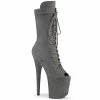 Pleaser Exotic Dancing FLAMINGO-1051FS - Grey Faux Suede/Grey Faux Suede