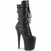 Pleaser Exotic Dancing FLAMINGO-1053 - Blk Faux Leather/Blk Faux Leather