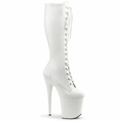 Pleaser FLAMINGO-2023 - Wht Str Faux Leather/Wht