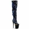 Pleaser FLAMINGO-3004 - Blue Iridescent Sequins/Blk Exotic Dancing