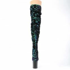 Pleaser FLAMINGO-3004 - Green Iridescent Sequins/Blk Exotic Dancing
