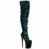 Pleaser FLAMINGO-3004 - Green Iridescent Sequins/Blk Exotic Dancing
