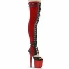 Pleaser FLAMINGO-3027 - Red Faux Suede-Blk Faux Leather/Frosted Red Exotic Dancing
