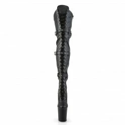 Pleaser Exotic Dancing FLAMINGO-3028 - Blk Str Faux Leather/Blk Matte
