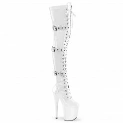 Pleaser FLAMINGO-3028 - Wht Str. Pat/Wht Exotic Dancing