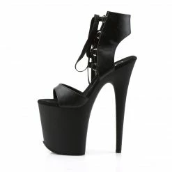 Pleaser FLAMINGO-800-14 - Blk Faux Leather/Blk Matte Exotic Dancing