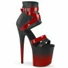 Pleaser Exotic Dancing FLAMINGO-800-15 - Blk Faux Leather-Red Pat/Blk-Red Matte