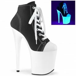 Pleaser FLAMINGO-800SK-02 - Blk Canvas/Neon White