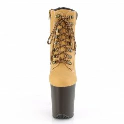 Pleaser FLAMINGO-800TL-02 - Tan Nubuck Faux Leather/D. Brown Matte