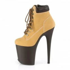 Pleaser FLAMINGO-800TL-02 - Tan Nubuck Faux Leather/D. Brown Matte