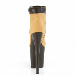 Pleaser FLAMINGO-800TL-02 - Tan Nubuck Faux Leather/D. Brown Matte